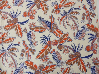 Vintage 1940/50's Printed Cotton Kitchen Fabric, 42 x 11 1/2 Yards