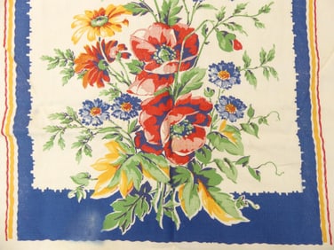 Vintage 1940/550's Floral Printed Kitchen Towel Fabric, Make 3 Towels