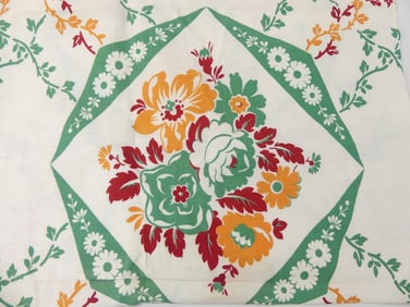 Vintage Old Store Stock Printed Floral Cotton Fabric 24 x 46