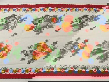 Vintage 1940/50's Printed Cotton with Fruit Kitchen Towel Fabric 17x66