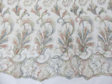 Antique Rare Lace with Metallic, Pink & Blue Thread, 31x36 & 44