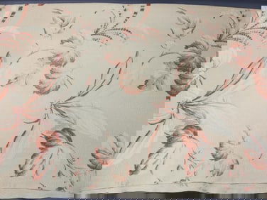 Lot of 2 Vintage Bark Cloth Fabric
