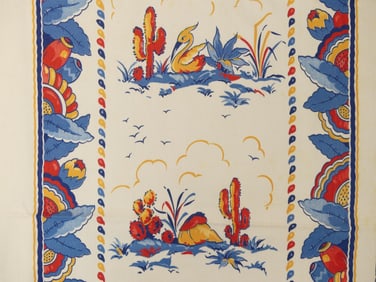 Vintage Old Store Stock Mexican Print Cotton Fabric/Tablecloth Fabric