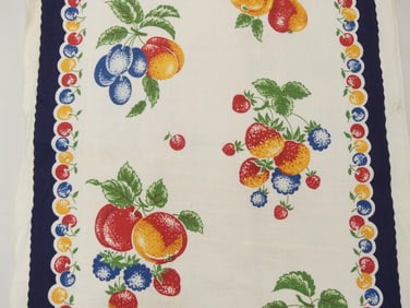 Vintage Old Store Stock Fruit Print Kitchen Towel Fabric, 17 x 84 & 46