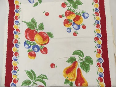 Vintage Old Store Stock Fruit Print Kitchen Towel Fabric, 17 x 58 & 36