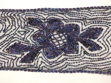 Fabulous Antique Carnival Glass Beaded Trim