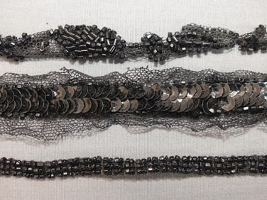 Antique Black Beaded & Sequin Trim, Many Yards