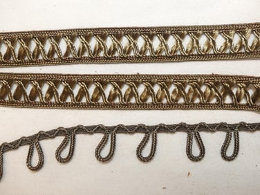 Lot of 3 Antique Merite Military Braid Trim, Sold at Filene's, 2 Designs