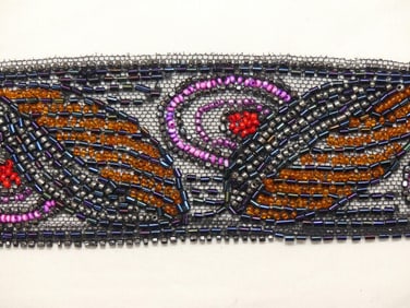 Antique Arts & Crafts Era Beaded Trim, 3" x 3 1/2 Yards
