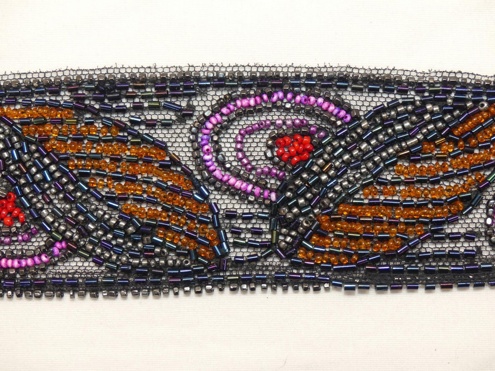 Antique Arts & Crafts Era Beaded Trim, 3" x 3 1/2 Yards: beautiful beaded old store stock trim, see photo's