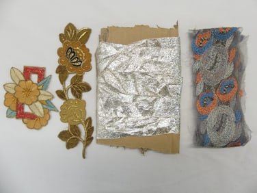 Lot of Antique Trim, Silver Metallic & Arts & Crafts Applique