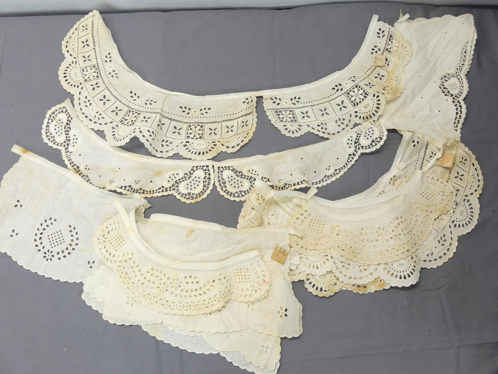 Lot of Vintage Old Store Stock Eyelet Collars & Cuffs: A.B. Sutherland Co, Lawerance MA,
