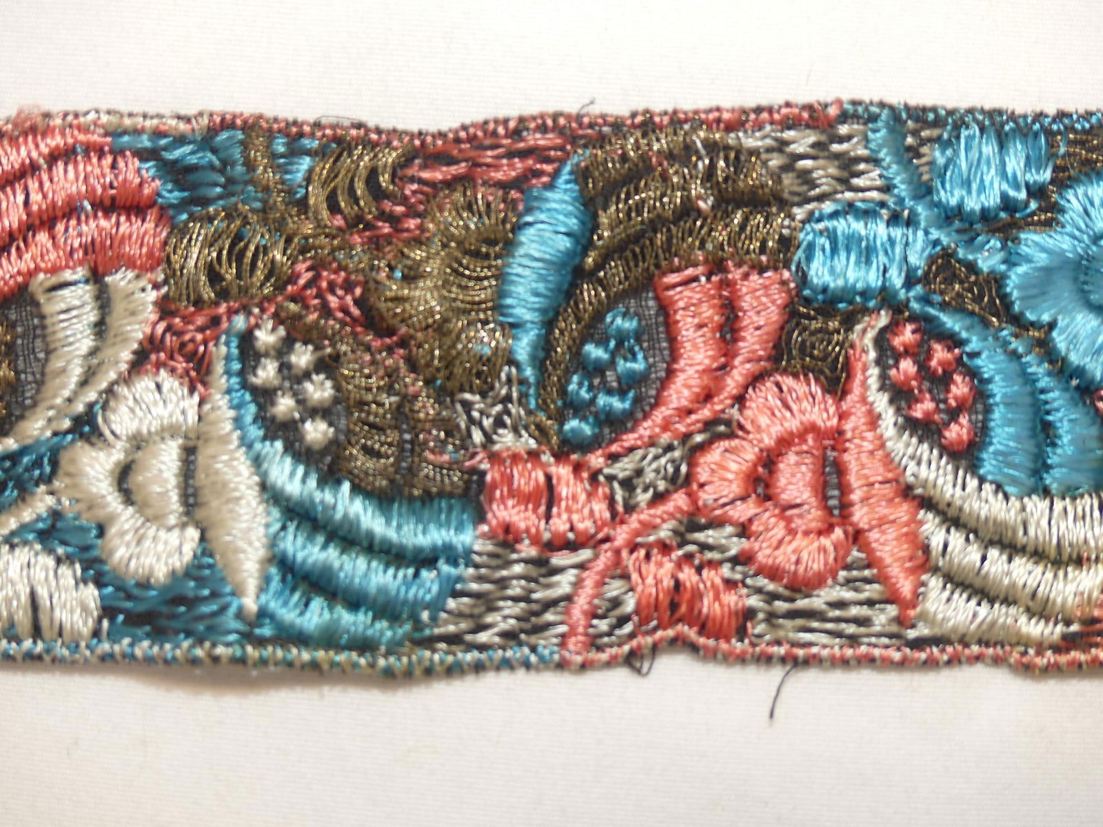 Antique Arts & Crafts Era Embroidered Metallic Trim,  3 plus yards (1 of 3)