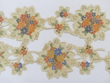 Antique Embroidered Lace Applique Trim