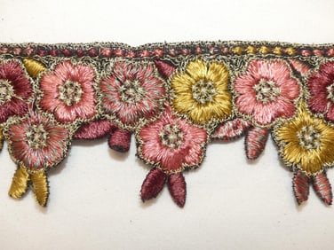 Antique Arts & Crafts Era Metallic Floral Trim, many Yards