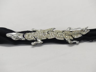 Antique Chocker with 5 1/2 inch Rhinestone Crocodile
