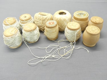 Lot of Vintage Fine Crochet Threads on Wood Spools