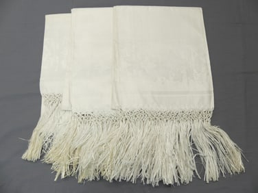 Lot of 3 Vintage Old Store Stock Fringe Cotton/Line Bath Towels