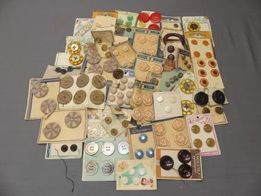 Lot of Vintage Old Store Stock Buttons on Original Cards