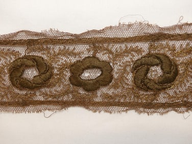 Antique Brown Embroidered Metallic Lace Trim, 2 x 58 Inches