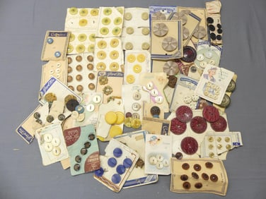 Lot of Vintage Old Store Stock Buttons on Original Cards