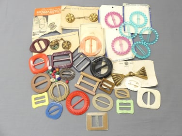 Lot of 4 Dress Belt Buckles, Some on Original Cards