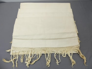 Lot of 4 Vintage Old Store Stock Cotton Bath Towels with Fringe