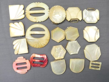 Lot of Vintage Mother of Pearl Dress Belt Buckles