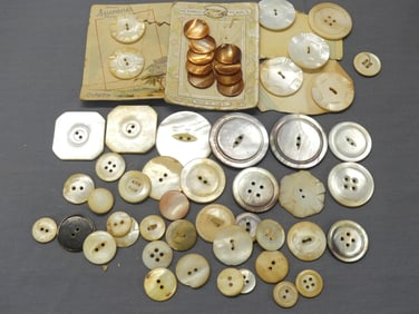 Lot of Vintage Mother of Pearl Buttons, some on Original Cards