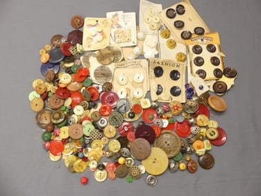 Lot of Vintage Buttons, Some Old Store Stock Many Sets