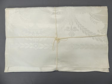 Vintage Old Store Stock Linen Damask Tablecloth with 12 Napkins