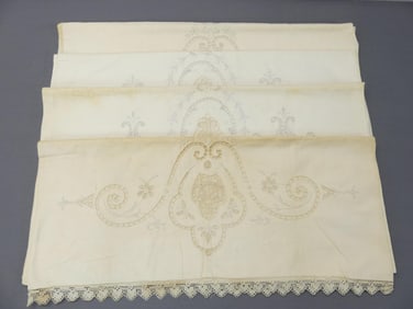 Lot of 4 Vintage Old Store Stock Mixed Lace Pillow Cases