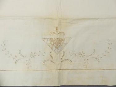 Pair of Old Store Stock Vintage Pillow Shams, Eyelet & Lace