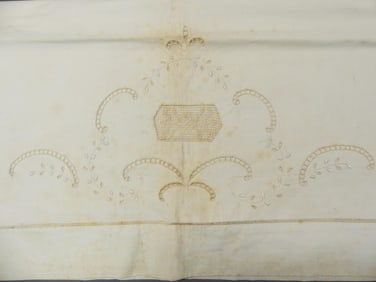 Pair of Vintage Old Store Stock Embroidered, Lace & Cutwork Shams