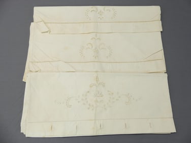 2 Pair Vintage Old Store Stock Cutwork & Pulled Thread Pillow Shams
