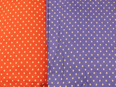 Lot of Blue & Red Polk-a dot Cotton Fabric Yardage