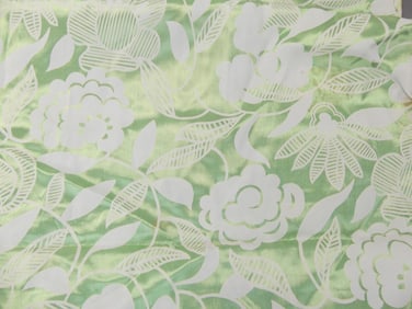 Vintage 1940/50's Green Floral Rayon Blend Fabric, 36 x 3 1/2 & 3 Yard