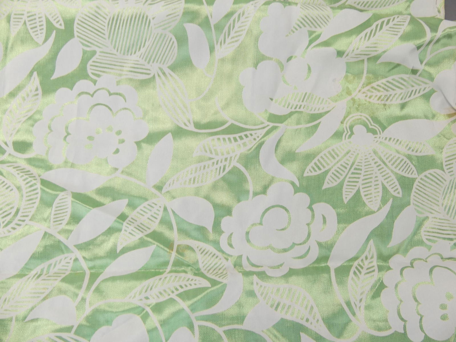 Vintage 1940/50's Green Floral Rayon Blend Fabric, 36 x 3 1/2 & 3 Yard: 2 pieces total 6 1/2 yards, see photo's