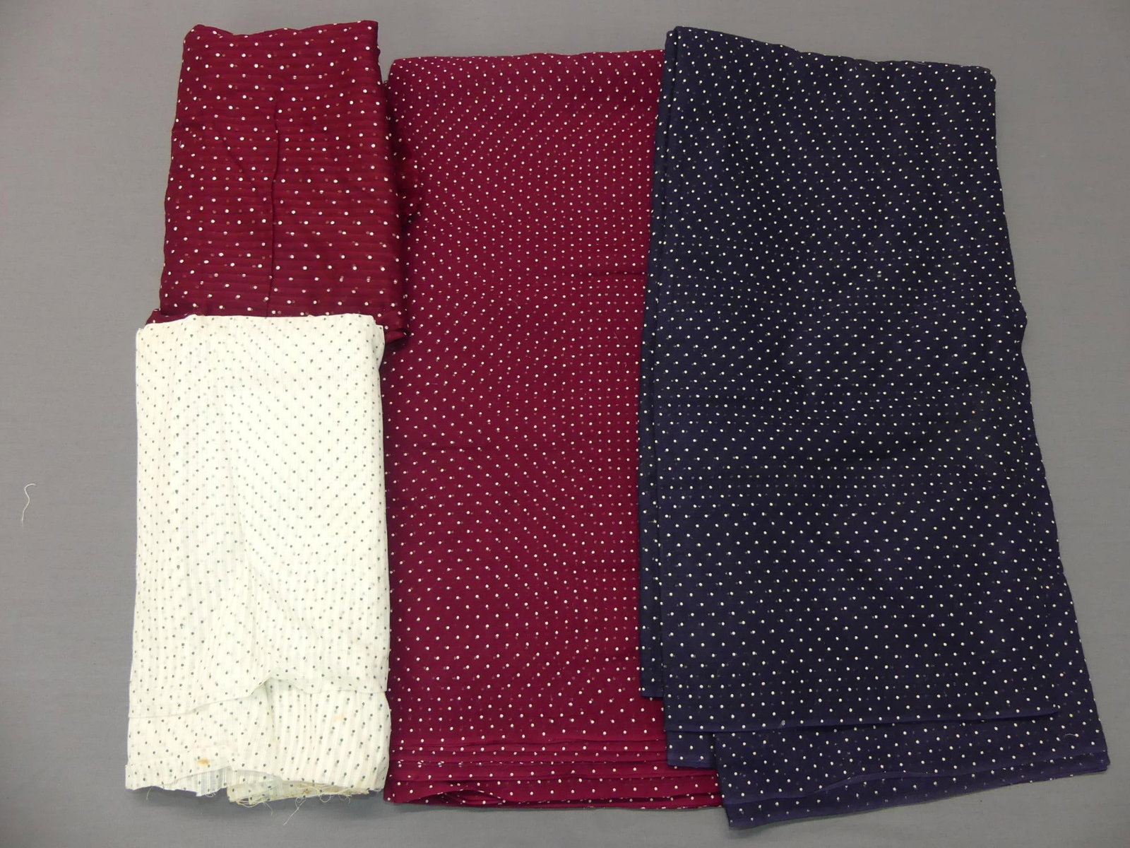 Lot of 3 Colors of Vintage 1940/50's Sheer Swiss Dot Fabrics: see photo's