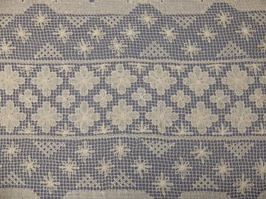 Vintage Filet Lace Old Store Stock Table Runner, 17 x 50