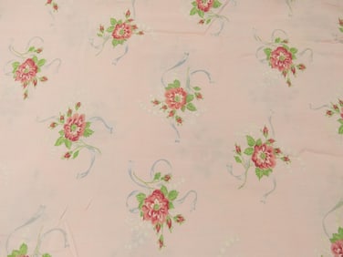 Vintage 1930/40's Old Store Stock Pink Floral Cotton Fabric, 35x10 yds