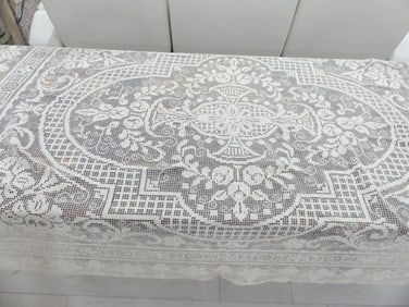 Vintage Old Store Stock Irish Damask Dining Tablecloth & 12 Napkins