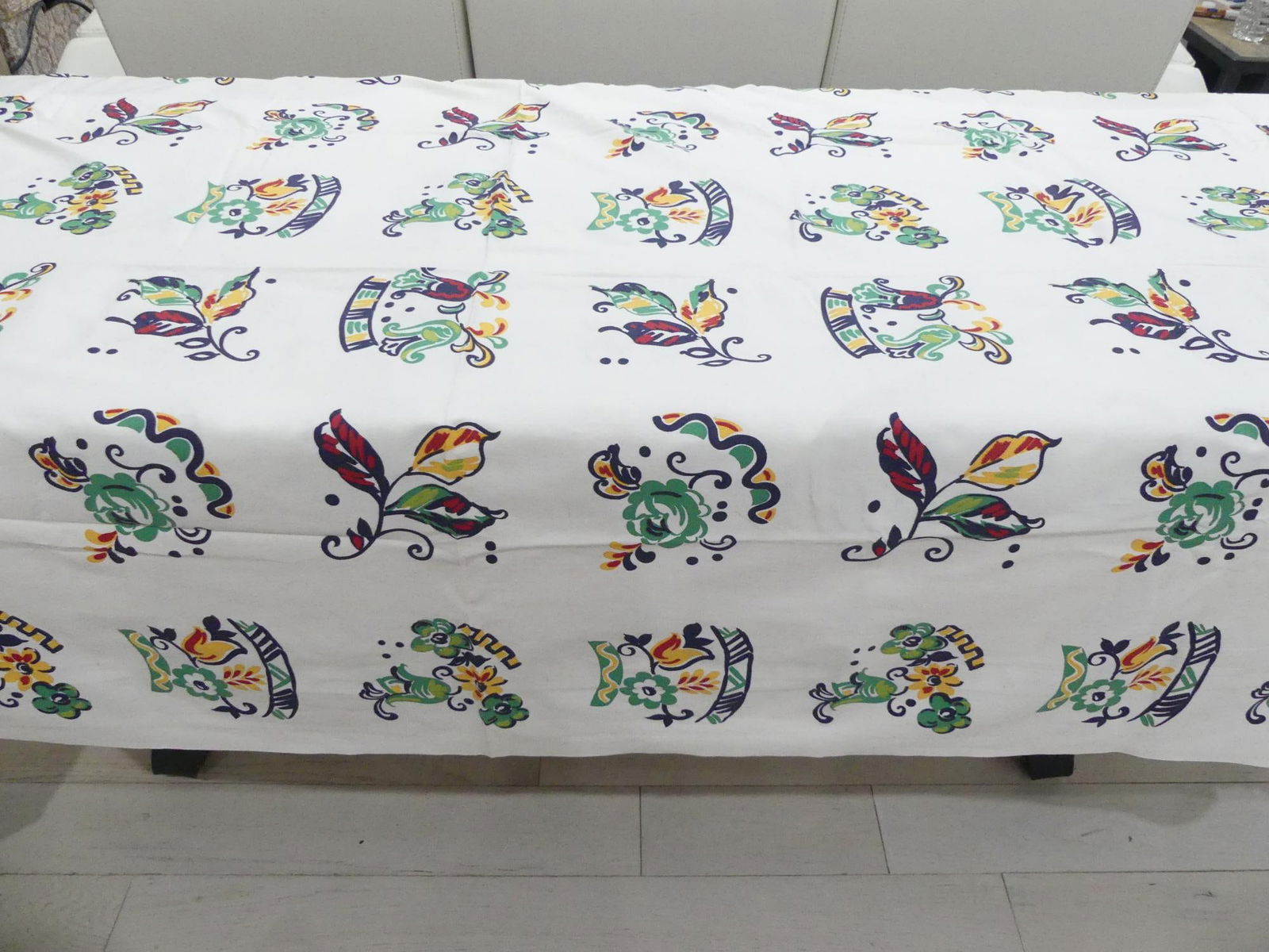 Vintage Heavy Cotton Printed Kitchen Tablecloth Fabric, 50 x 184: Old store stock, see photo's