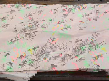 Vintage 1940/50's Pink Floral Rayon Fabric, 36 x 8 Yards
