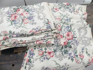 Lot of 9 Panels Old Store Stock Vintage Puritan Linen Floral Curtains