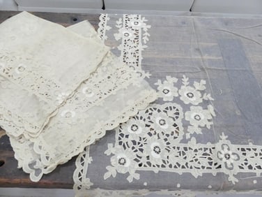 Antique Old Store Stock Tambor Lace Panels, Unfinished Top