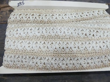 Vintage Beige, White & Silver Metallic Old Store Stock Trim Yardage
