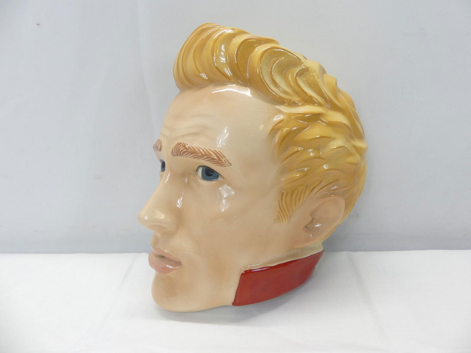 Vintage James Dean Clay Art Ceramic Head: approx. 9 inches, see photo's