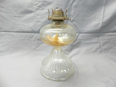 Antique P & A Mfg. Co. Clear Glass Oil Lamp