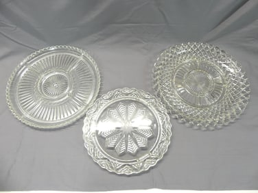 Lot of 3 Depression Glass Serving Plates